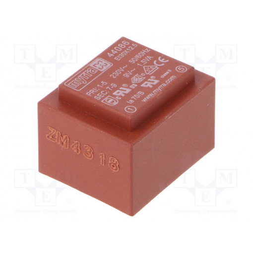 44086; Transformer: encapsulated; 1.5VA; 230VAC; 9V; 167mA; Mounting: PCB; MYRRA 44086; Transformer: encapsulated; 1.5VA; 230VAC; 9V; 167mA; Mounting: PCB; MYRRA