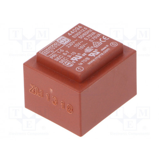 44094; Transformer: encapsulated; 1.5VA; 230VAC; 15V; 15V; 50mA; 50mA; MYRRA 44094; Transformer: encapsulated; 1.5VA; 230VAC; 15V; 15V; 50mA; 50mA; MYRRA