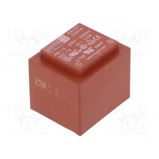 44157; Transformer: encapsulated; 2.3VA; 230VAC; 6V; 383mA; Mounting: PCB; MYRRA