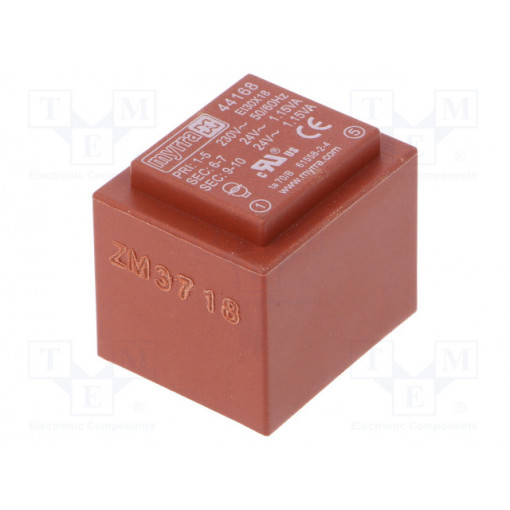 44168; Transformer: encapsulated; 2.3VA; 230VAC; 24V; 24V; 48mA; 48mA; MYRRA