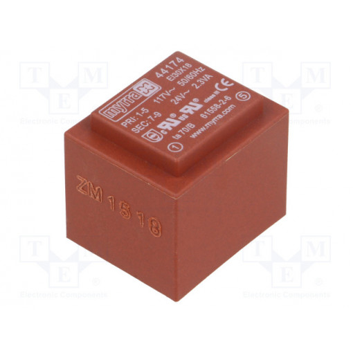 44174; Transformer: encapsulated; 2.3VA; 117VAC; 24V; 96mA; Mounting: PCB; MYRRA