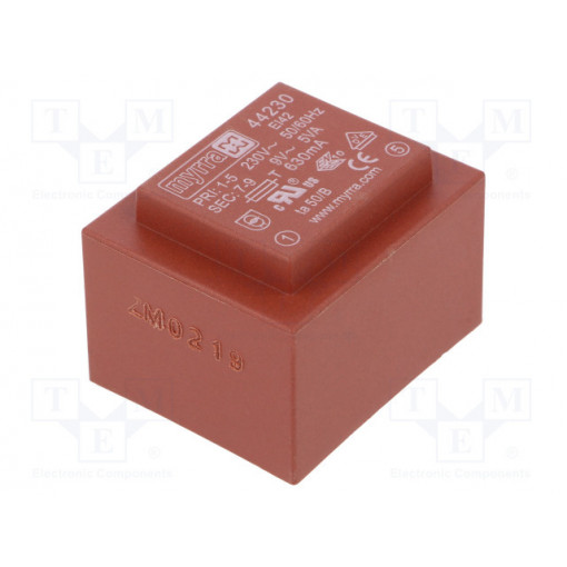 44230; Transformer: encapsulated; 5VA; 230VAC; 9V; 556mA; Mounting: PCB; MYRRA