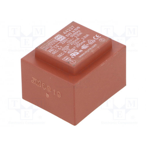 44237; Transformer: encapsulated; 5VA; 230VAC; 12V; 12V; 208mA; 208mA; MYRRA