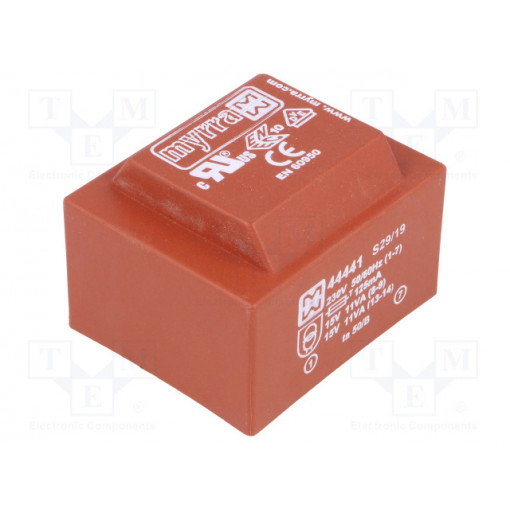 44441; Transformer: encapsulated; 22VA; 230VAC; 15V; 15V; 730mA; 733mA; MYRRA