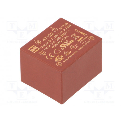 47122; Converter: AC/DC; 2.75W; Uout: 5VDC; Iout: 550mA; 68%; Mounting: PCB; MYRRA 47122; Converter: AC/DC; 2.75W; Uout: 5VDC; Iout: 550mA; 68%; Mounting: PCB; MYRRA