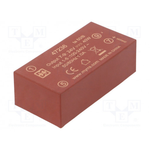 47236; Converter: AC/DC; 40W; Uout: 24VDC; Iout: 1.7A; 85%; Mounting: PCB; MYRRA