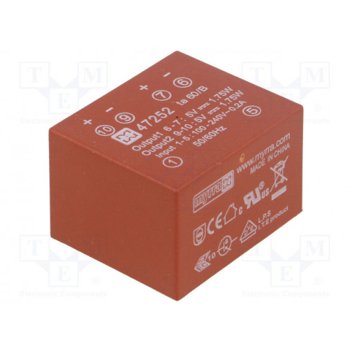 47252; Converter: AC/DC; 3.5W; Uout: 5VDC; Iout: 350mA; 60%; Mounting: PCB; MYRRA