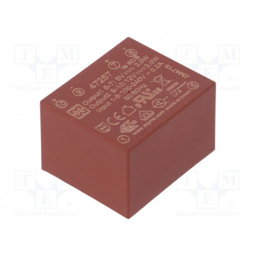 47257; Converter: AC/DC; 4W; Uout: 5VDC; Iout: 400mA; 68%; Mounting: PCB; MYRRA
