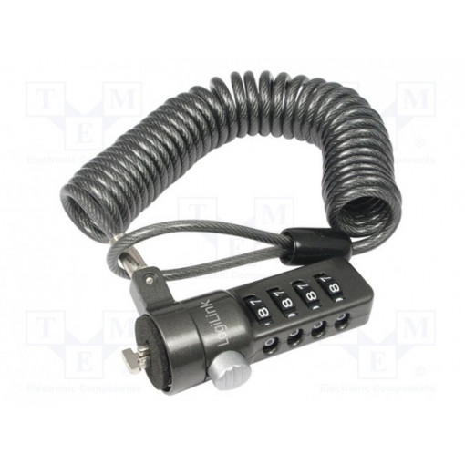 NBS004; Security wire; black; Features: cipher security; 1.8m; LOGILINK