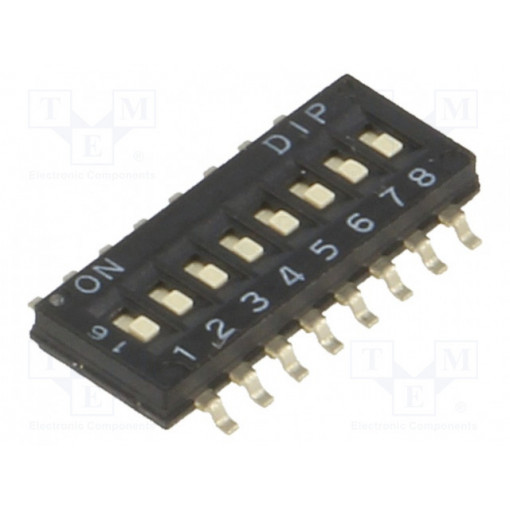 DHN-08F-T-V; Switch: DIP-SWITCH; Poles number: 8; ON-OFF; 0.1A/50VDC; Pos: 2; CANAL ELECTRONIC DHN-08F-T-V; Switch: DIP-SWITCH; Poles number: 8; ON-OFF; 0.1A/50VDC; Pos: 2; CANAL ELECTRONIC