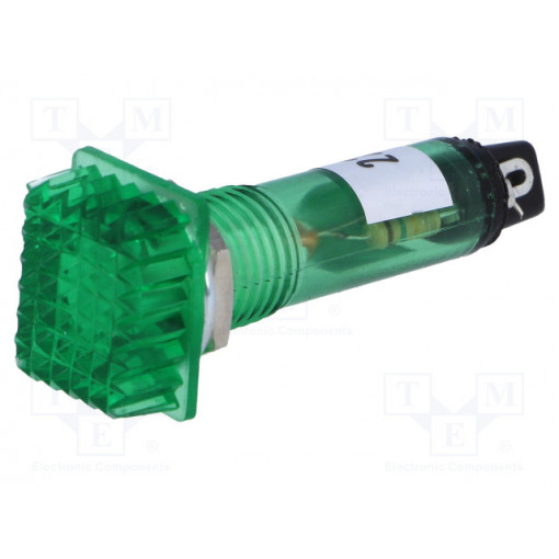 ; Indicator: with FLUO neon lamp; prominent; green; 230VAC; plastic; NINIGI