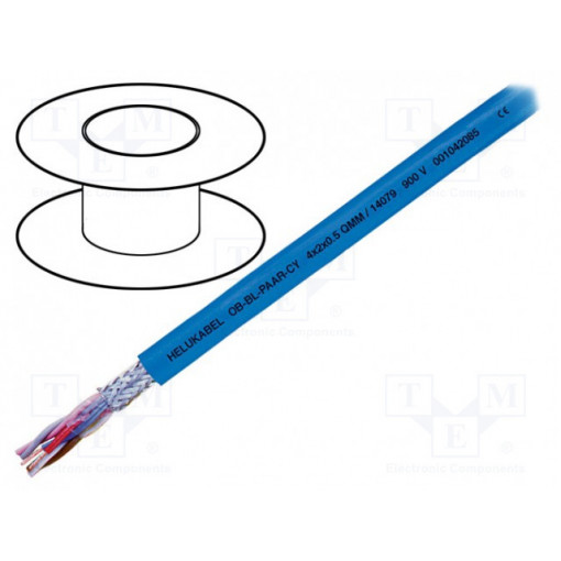 14096; Wire; OB-BL-PAAR-CY; 16x2x0,75mm2; tinned copper braid; PVC; blue; HELUKABEL