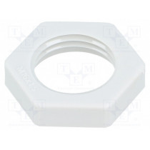 116 M16 LGR PA; Nut; M16; polyamide; Thk: 5mm; Spanner: 22mm; light grey; Pitch: 1,5; OBO BETTERMANN
