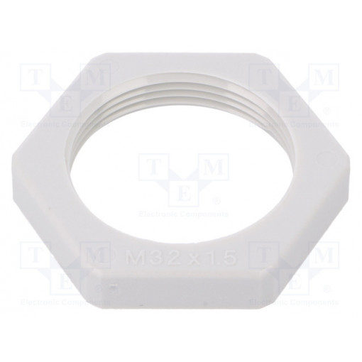 116 M32 LGR PA; Nut; M32; polyamide; Thk: 7mm; Spanner: 41mm; light grey; Pitch: 1,5; OBO BETTERMANN