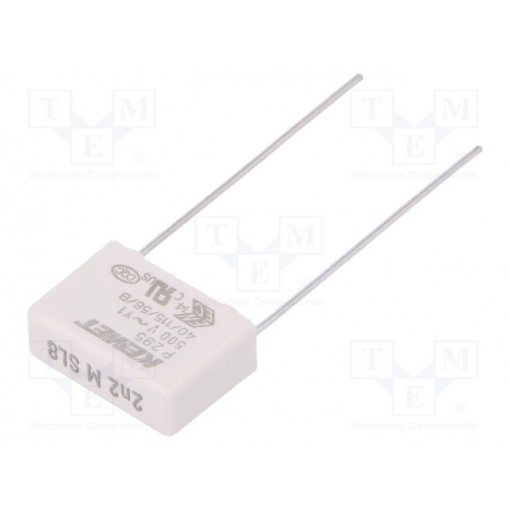 P295BJ222M500A; Capacitor: paper; Y1; 2.2nF; 500VAC; 15mm; ±20%; THT; Series: P295; KEMET