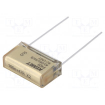 P409CE104M275AH470; Capacitor: paper; X2; 100nF; 275VAC; 20.3mm; ±20%; THT; Series: P409; KEMET