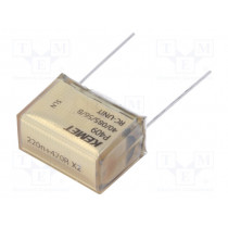 P409EL224M275AH471; Capacitor: paper; X2; 220nF; 275VAC; 25.4mm; ±20%; THT; Series: P409; KEMET