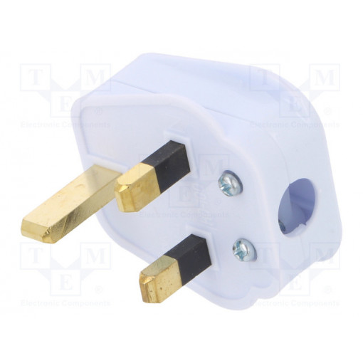 PC-GB05-WH; Connector: AC supply; plug; 2P+PE; 250VAC; 5A; white; PIN: 3; angled; 