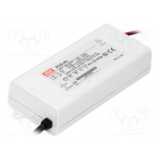 PCD-40-1050B; Power supply: switched-mode; LED; 39.9W; 22÷38VDC; 1050mA; IP42; MEAN WELL