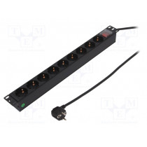 PDU9C02; Plug socket strip: protective; Sockets: 9; 250VAC; 16A; 2m; IP20; LOGILINK
