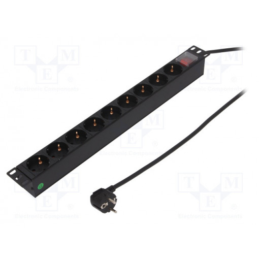 PDU9C02; Plug socket strip: protective; Sockets: 9; 250VAC; 16A; 2m; IP20; LOGILINK