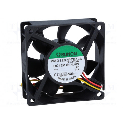 PMD1207PTB1-A.(2).F.GN; Fan: DC; axial; 12VDC; 70x70x25mm; 83.25m3/h; 45dBA; ball bearing; SUNON