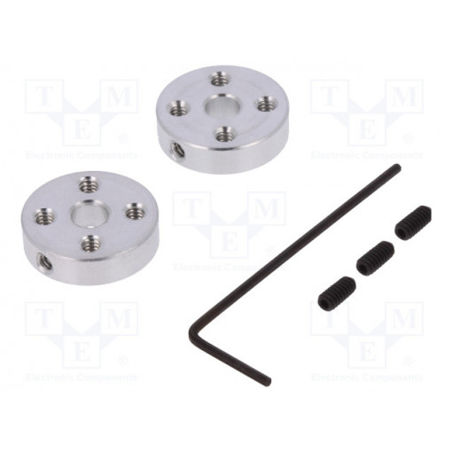 ALUMINUM MOUNTING HUB FOR 5MM SHAFT #4-4; Bracket wheel; Shaft: smooth; Pcs: 2; Shaft dia: 5mm; Ø: 19mm; POLOLU
