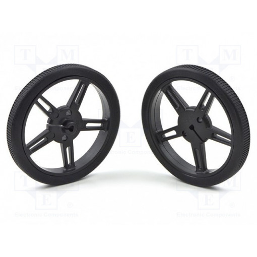 POLOLU WHEEL 60X8MM PAIR – BLACK; Wheel; black; Shaft: D spring; Pcs: 2; push-in; Ø: 60mm; W: 8mm; POLOLU