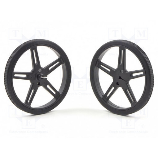 POLOLU WHEEL 70X8MM PAIR – BLACK; Wheel; black; Shaft: D spring; Pcs: 2; push-in; Ø: 70mm; W: 8mm; POLOLU