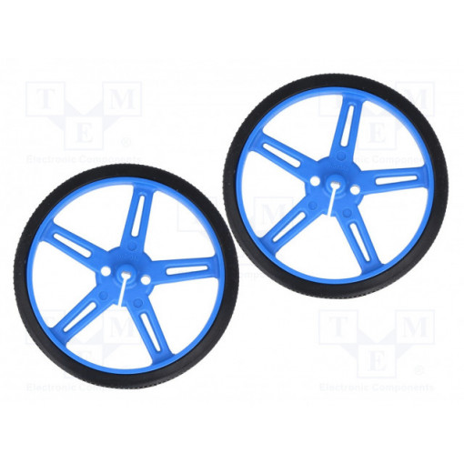 POLOLU WHEEL 70X8MM PAIR – BLUE; Wheel; blue; Shaft: D spring; Pcs: 2; push-in; Ø: 70mm; Shaft dia: 3mm; POLOLU