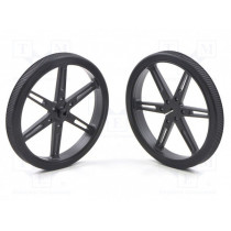 POLOLU WHEEL 80X10MM PAIR – BLACK; Wheel; black; Shaft: D spring; Pcs: 2; push-in; Ø: 80mm; W: 10mm; POLOLU