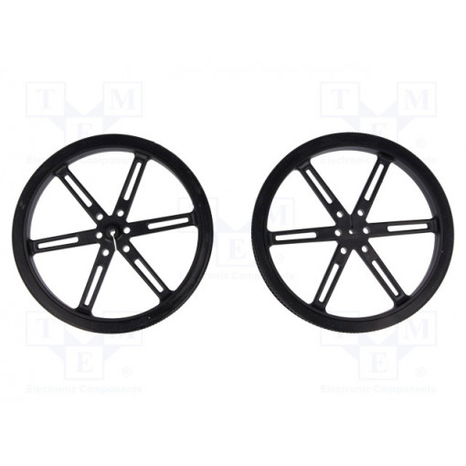 POLOLU WHEEL 90X10MM PAIR – BLACK; Wheel; black; Shaft: D spring; Pcs: 2; push-in; Ø: 90mm; W: 10mm; POLOLU