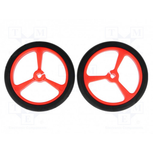 POLOLU WHEEL 40×7MM - RED; Wheel; red; Shaft: D spring; Pcs: 2; push-in; Ø: 40mm; Shaft dia: 3mm; POLOLU