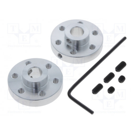 ALUMINUM MOUNTING HUB FOR 1/4? SHAFT M3; Bracket wheel; Shaft: smooth; Pcs: 2; Shaft dia: 6.35mm; Ø: 25.4mm; POLOLU