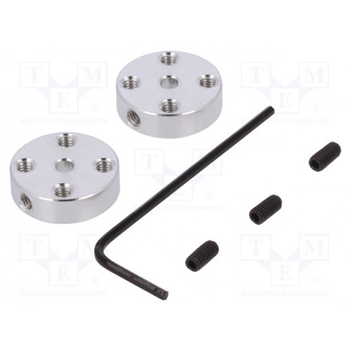 ALUMINUM MOUNTING HUB FOR 3MM SHAFT M3 H; Bracket wheel; Shaft: smooth; Pcs: 2; Shaft dia: 3mm; Ø: 17.5mm; POLOLU