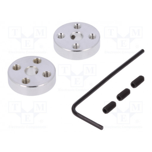 ALUMINUM MOUNTING HUB FOR 5MM SHAFT M3 H; Bracket wheel; Shaft: smooth; Pcs: 2; Shaft dia: 5mm; Ø: 19mm; POLOLU