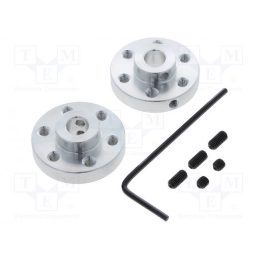ALUMINUM MOUNTING HUB FOR 6MM SHAFT M3 H; Bracket wheel; Shaft: smooth; Pcs: 2; Shaft dia: 6mm; Ø: 25.4mm; POLOLU