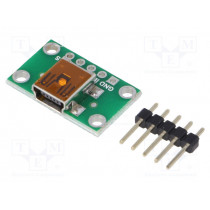 USB MINI-B CONNECTOR BREAKOUT BOARD; Module: adapter; USB B mini,pin strips; POLOLU USB MINI-B CONNECTOR BREAKOUT BOARD; Module: adapter; USB B mini,pin strips; POLOLU
