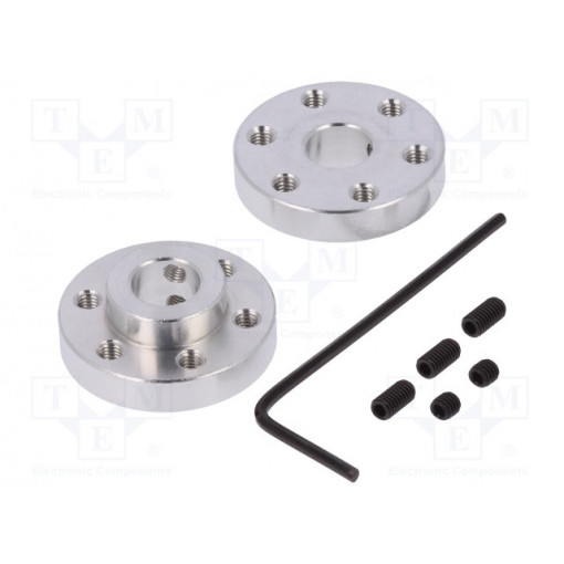 ALUMINUM MOUNTING HUB FOR 8MM SHAFT M3 H; Bracket wheel; Shaft: smooth; Pcs: 2; Shaft dia: 8mm; Ø: 25.4mm; POLOLU