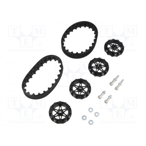 22T TRACK SET - BLACK; Tracks; black; Shaft: D spring; Pcs: 2; push-in,screw; Ø: 35mm; POLOLU