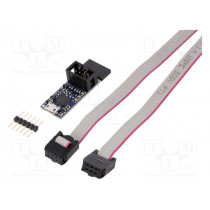USB AVR PROGRAMMER V2.1; Programmer; USB micro,pin strips; 5VDC; ISP; POLOLU