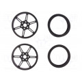 WHEEL W/INSERTS FOR 3MM AND 4MM SHAFTS; Wheel; black; Shaft: smooth,D spring; Pcs: 2; push-in; Ø: 80mm; POLOLU
