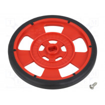 GMPW-R RED WHEEL WITH ENCODER STRIPES; Wheel; red; Shaft: two sides flattened; Pcs: 1; screw; Ø: 69mm; POLOLU