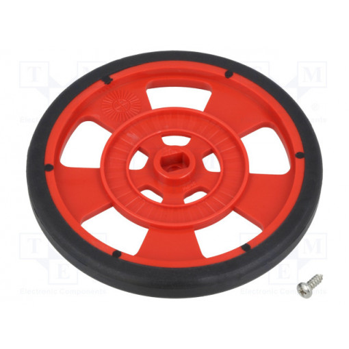 GMPW-R RED WHEEL WITH ENCODER STRIPES; Wheel; red; Shaft: two sides flattened; Pcs: 1; screw; Ø: 69mm; POLOLU