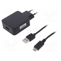 POS05300A-USB-C; Power supply: switched-mode; 5VDC; 3A; Out: USB C; 15W; Plug: EU; POS