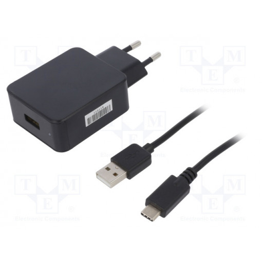 POS05300A-USB-C; Power supply: switched-mode; 5VDC; 3A; Out: USB C; 15W; Plug: EU; POS