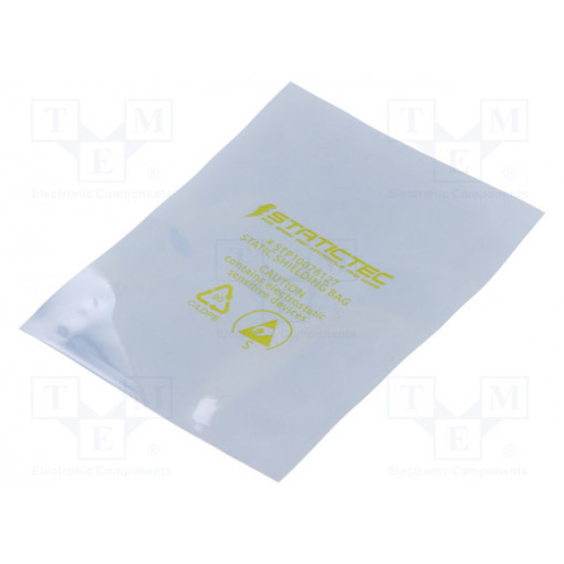 STP10203305; Protection bag; ESD; L: 305mm; W: 203mm; Thk: 76um; 100pcs; <100GΩ; STATICTEC
