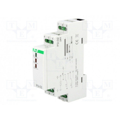 PSI-02-24V; Converter: voltage; DIN; 24VAC/DC; 24VDC; IP20; 24VAC; -25÷50°C; F&F