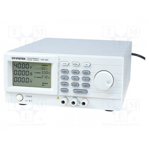 PSP-603; Power supply: programmable laboratory; Channels: 1; 0÷60VDC; 4kg; GW INSTEK