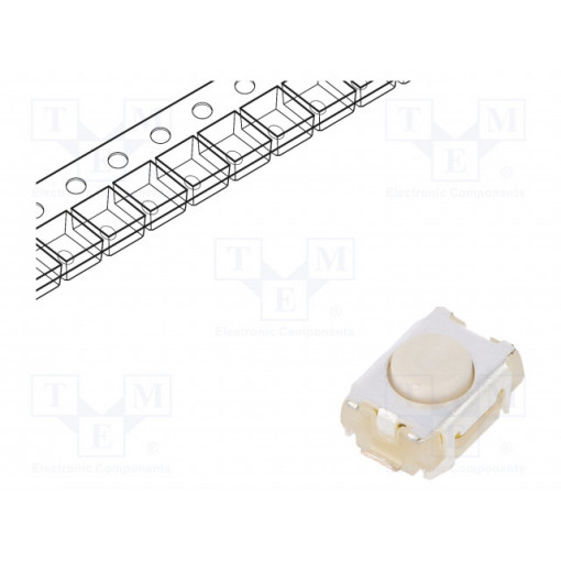 PTS820 J20M SMTR LFS; Microswitch TACT; SPST-NO; Pos: 2; 0.05A/12VDC; SMT; none; 1.6N; C&K